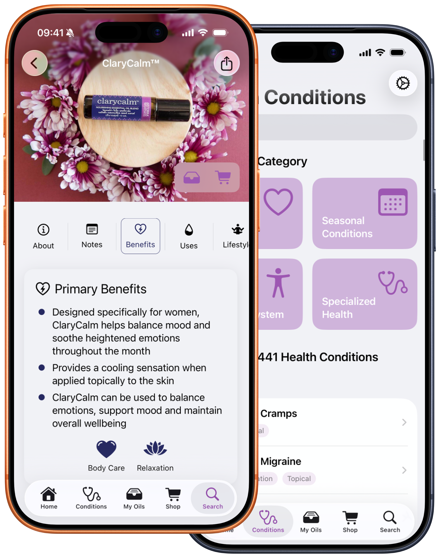 Essential Oils App Interface